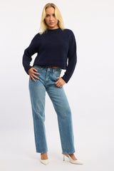 Blue Chenille Knit Jumper Long Sleeve