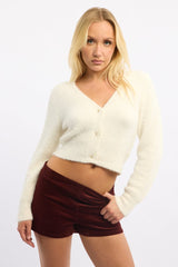 White Fluffy Knit Cardigan