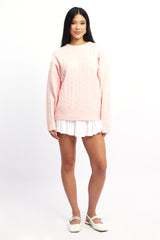 Pink Knit Jumper Long Sleeve Cable