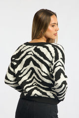 Black Animal Print Oversized Cardigan Long Sleeve V-neck