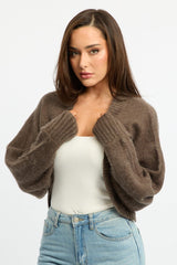 Grey Oversized Knit Cardigan Long Sleeve