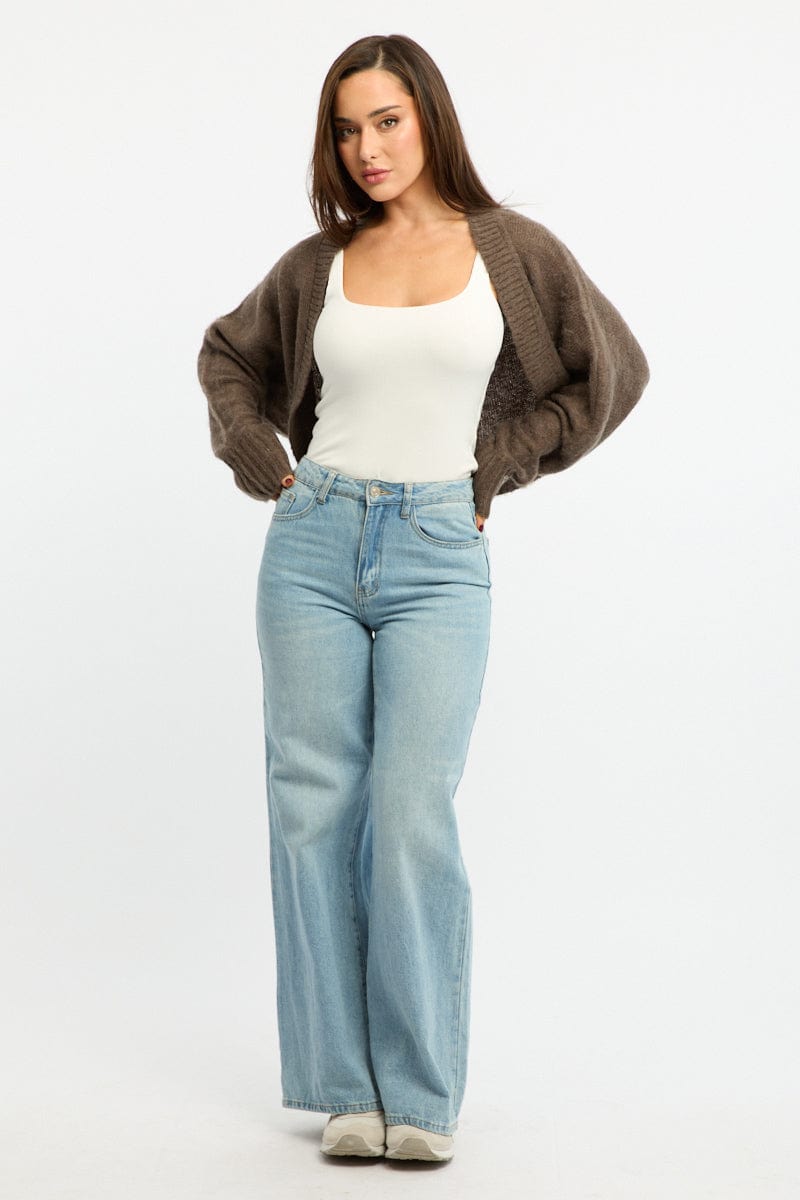 Grey Oversized Knit Cardigan Long Sleeve