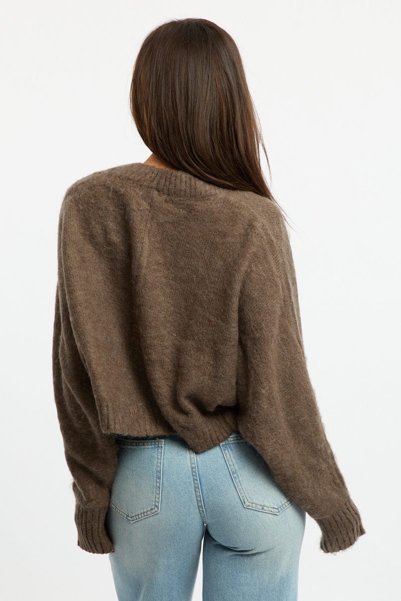 Grey Oversized Knit Cardigan Long Sleeve