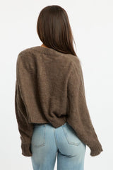 Grey Oversized Knit Cardigan Long Sleeve