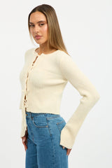 Yellow Knit Cardigan Tie Up Long Sleeve