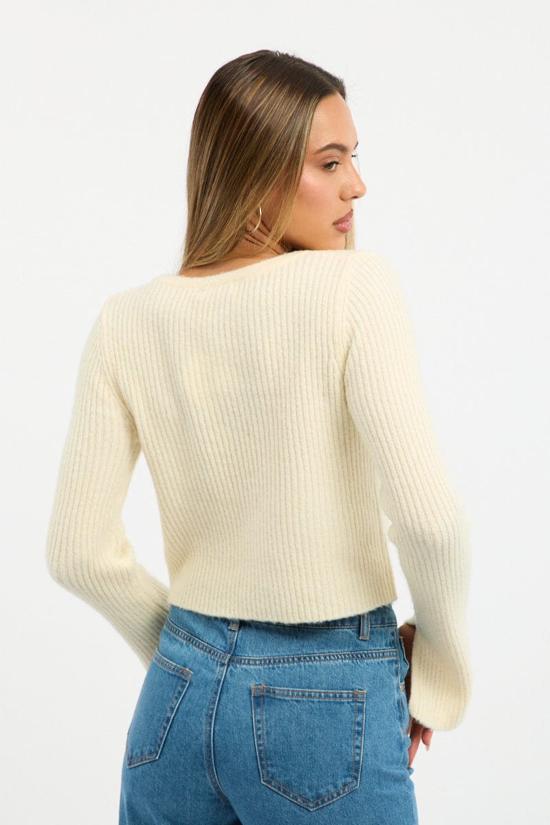 Yellow Knit Cardigan Tie Up Long Sleeve