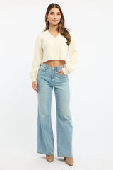 White Oversized Knit Cardigan V-neck