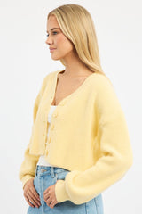 Yellow Oversized Knit Cardigan V-neck