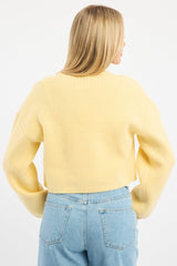 Yellow Oversized Knit Cardigan V-neck