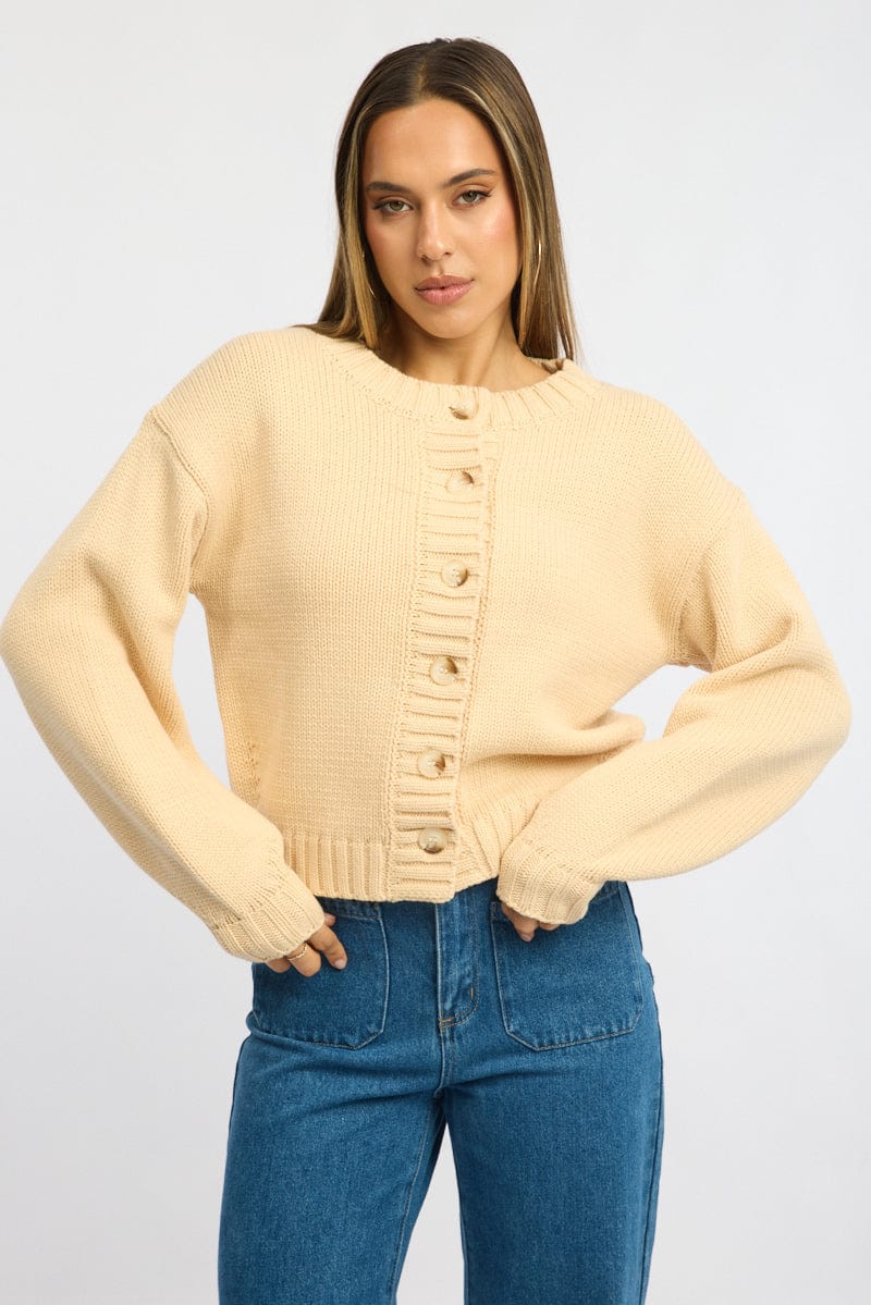 Beige Oversized Cardigan Long Sleeve