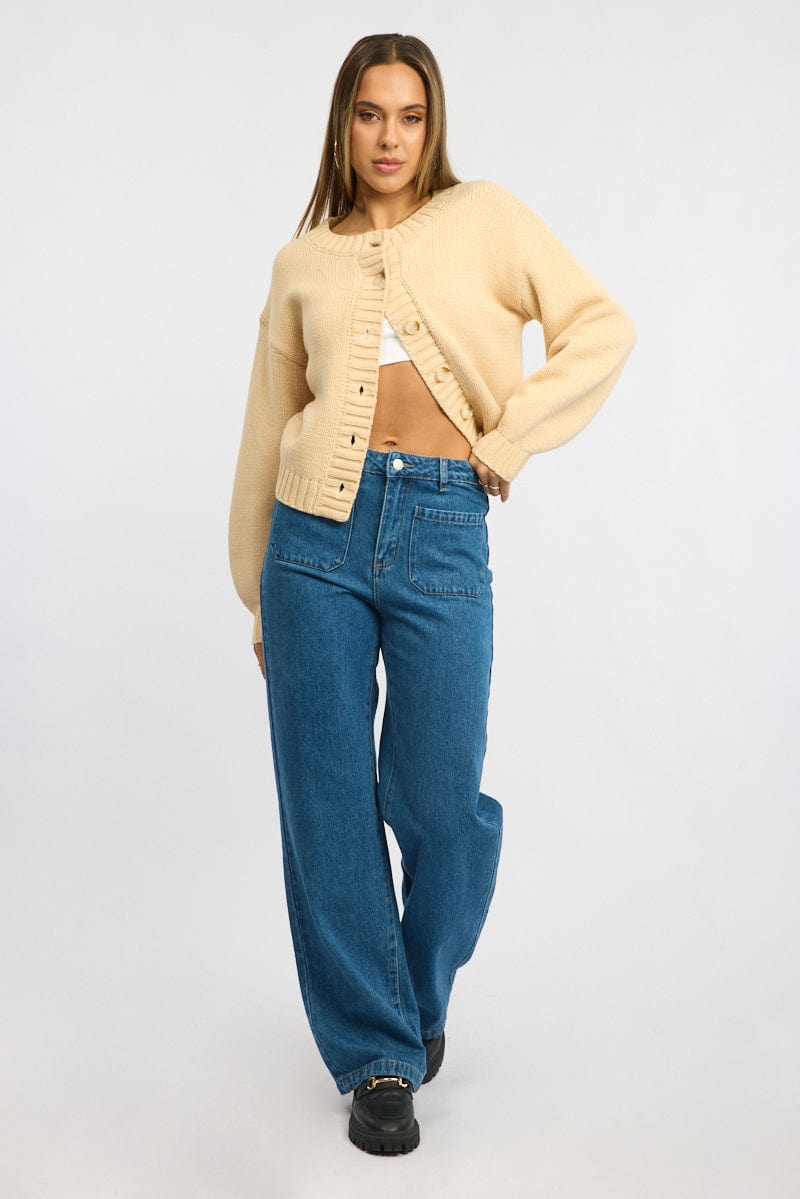 Beige Oversized Cardigan Long Sleeve