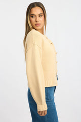 Beige Oversized Cardigan Long Sleeve
