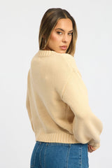 Beige Oversized Cardigan Long Sleeve