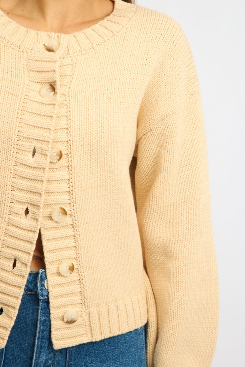 Beige Oversized Cardigan Long Sleeve