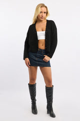 Black Oversized Cardigan Long Sleeve V-neck
