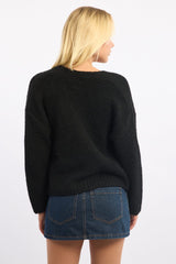 Black Oversized Cardigan Long Sleeve V-neck