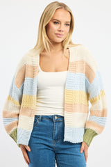 Multi Stripe Oversized Knit Cardigan Long Sleeve