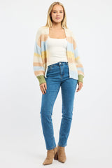 Multi Stripe Oversized Knit Cardigan Long Sleeve