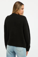 Black Knit Cardigan Crew Neck