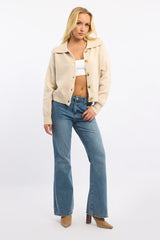 Beige Collar Knit Cardigan