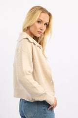 Beige Collar Knit Cardigan