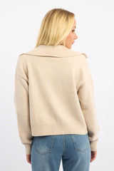 Beige Collar Knit Cardigan