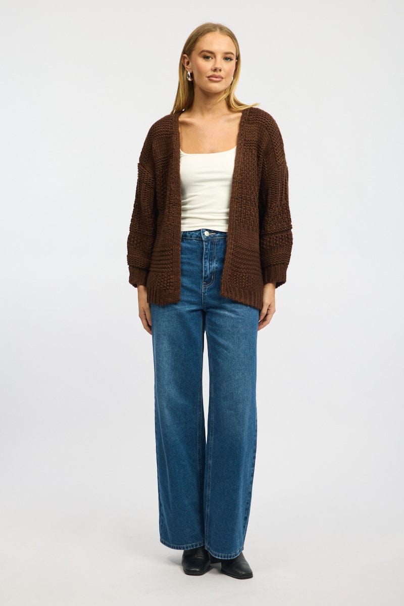 Brown Longline Cardigan Long Sleeve