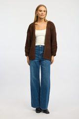 Brown Longline Cardigan Long Sleeve