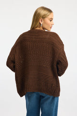 Brown Longline Cardigan Long Sleeve