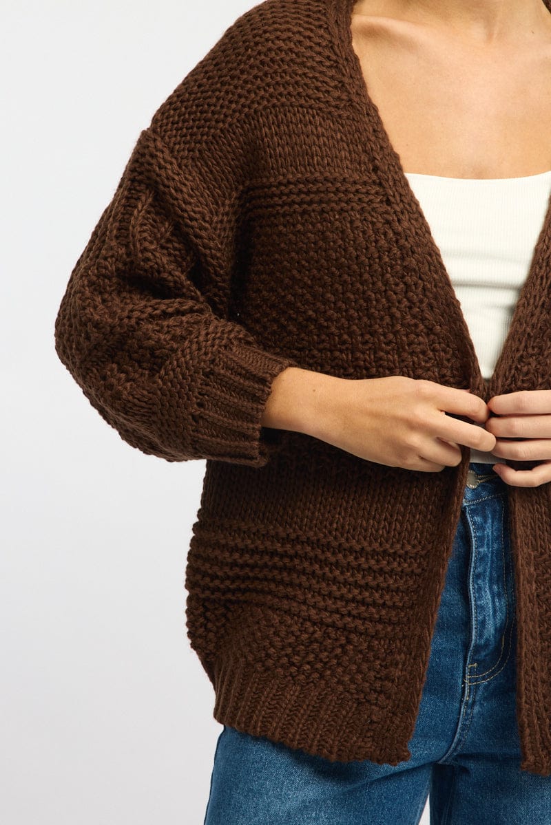 Brown Longline Cardigan Long Sleeve