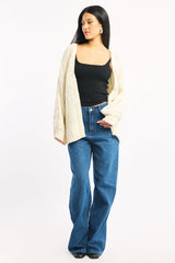 White Longline Cardigan Long Sleeve