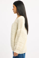 White Longline Cardigan Long Sleeve