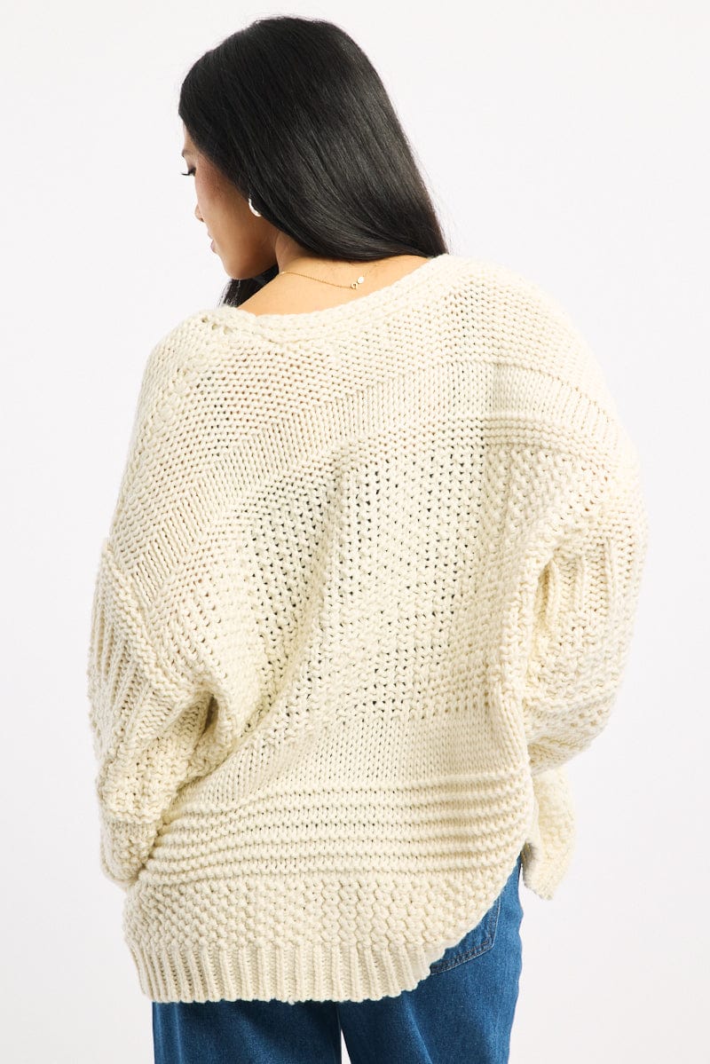 White Longline Cardigan Long Sleeve
