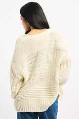 White Longline Cardigan Long Sleeve