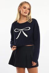 Blue Knit Jumper Long Sleeve Crew Neck