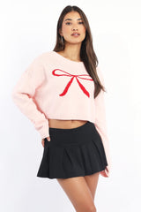 Pink Knit Jumper Long Sleeve Crew Neck