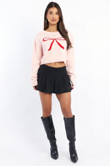 Pink Knit Jumper Long Sleeve Crew Neck