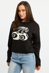 Black Cherry Knit Top Long Sleeve