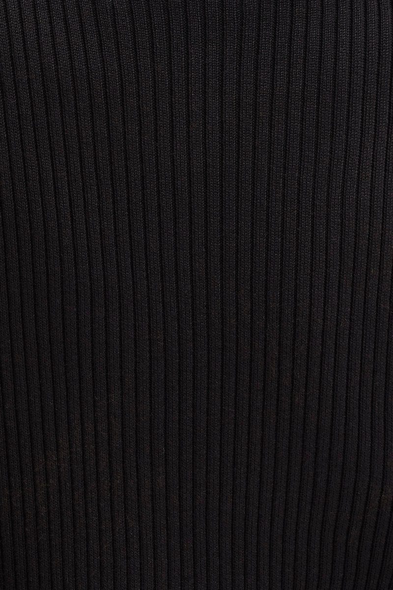 Black Button Front Bodycon Knit Dress