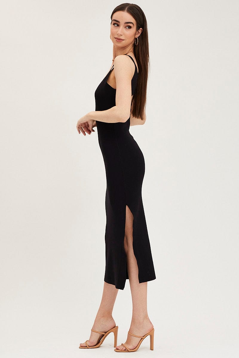 Black Cut Out Back Knit Dress