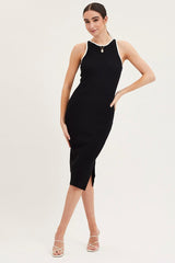 Black Knit Dress Midi