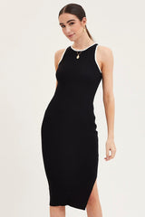 Black Knit Dress Midi