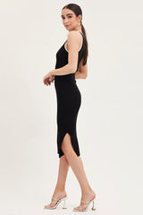 Black Knit Dress Midi