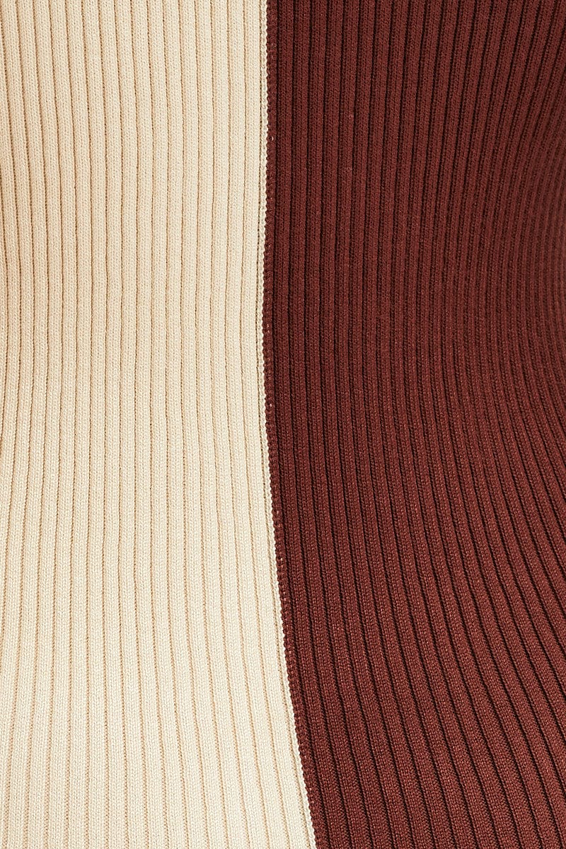 Multi Colorblock Button Front Knit Dress