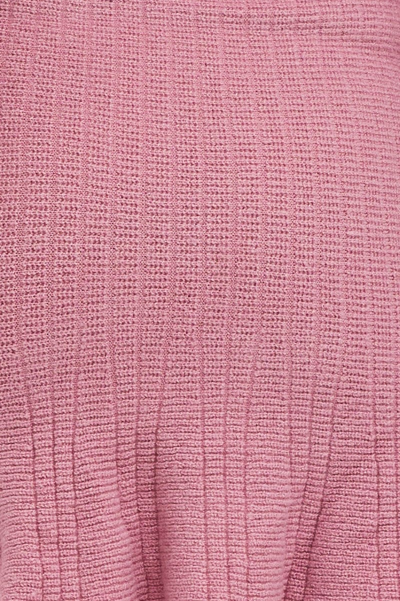 Pink Tie Up Dress Long Sleeve Mini