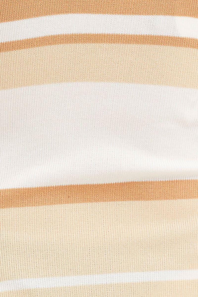 Stripe Midi Dress Sleeveless Cut Out Square Neck