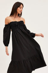 Black Dress Off Shoulder Maxi
