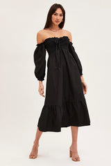 Black Dress Off Shoulder Maxi