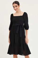 Black Dress Puff Sleeve Maxi