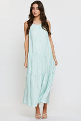 Check A Line Dress Maxi